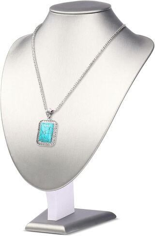 Flexzion Necklace Bust Display Stand - 11 Inch 3D Mannequin Gray PU Plastic Necklace Display Holder for Home, Boutique & Trade Shows - Jewelry Display for Selling Necklace, Pendants, Chokers, Lockets in Kuwait