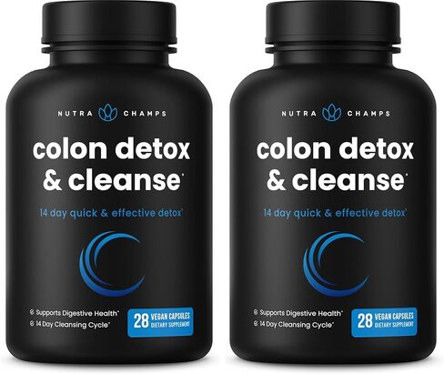 NutraChamps Colon Cleanse & Detox for Weight Loss [14 Day Quick Cleanser] Safe & Effective Formula with Probiotic & Digestive Enzymes for Constipation Relief in Saudi Arabia