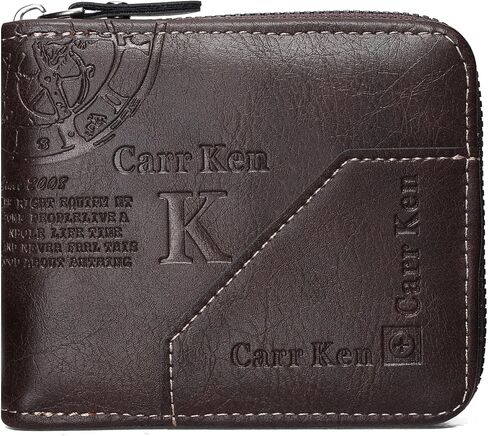 Mens wallet Leather wallet men Wallet Zipper RFID Bifold Wallet for Men ID card Window Credit Card Coin Photo Multifunction Card Slots Gift for Him,Black in Saudi Arabia