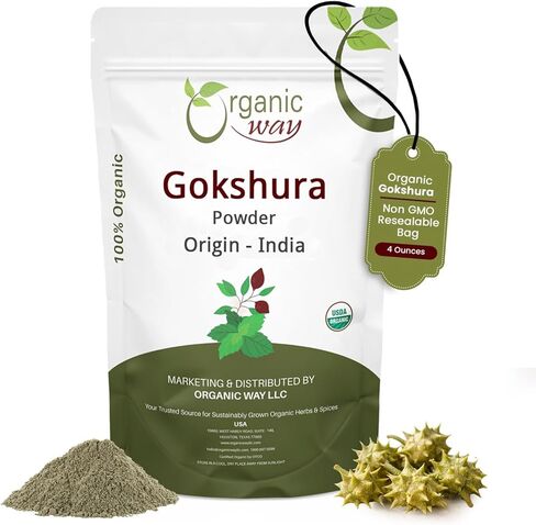 Organic Way Gokshura Powder (Tribulus Terrestris) - Organic & Kosher Certified | Raw, Vegan, Non GMO & Gluten Free | USDA Certified | Origin - India (1LBS/ 16Oz) in Saudi Arabia