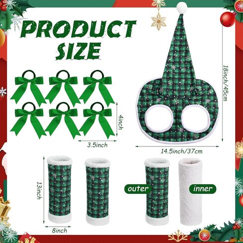 Geyoga 11 Pcs Christmas Horse Accessory Includes Santa Horse Hat with Fleece Trim 4 Pcs Horse Leg Wraps with 6 Pcs Ribbon Bow Horse Hair Ties for Horse Decoration for Holiday Christmas Horse Costume in Saudi Arabia