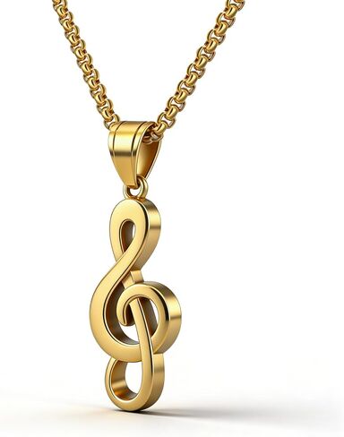 Fashion Music Titanium Steel Note Symbol Pendant Charm Necklace in Saudi Arabia