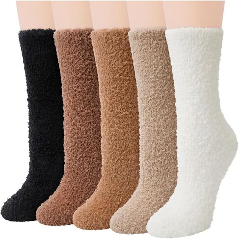 Loritta 5 Pairs Womens Fuzzy Socks Cozy Soft Fluffy Cute Cat Animal Winter Warm Slipper Socks Christmas Stocking Stuffers in Kuwait