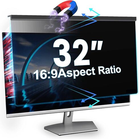 Magnetic Computer Privacy Screen 22-24 Inch, Aesthetic Hanging Privacy Screen for Computer Monitor with Anti-Blue Light Coating, Removable Magnetic Attachment Computer Monitor Privacy in Kuwait