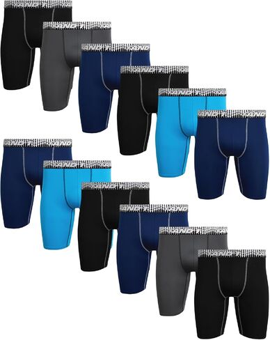 AND1 Men's Underwear – 12 Pack Long Leg Performance Compression Boxer Briefs (S-3XL) in Kuwait