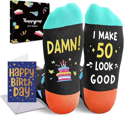 HAPPYPOP 40th Years Old Birthday Gifts - Gifts for Guys in Their 40s, 40th Birthday Socks With Greeting Card, Gift Ideas for 40 Year Old Man Woman in Kuwait