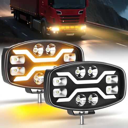 CO LIGHT 220W LED Driving Lights with DRL, 40000 LM Rectangle LED Driving Lights White Amber DRL Spot Flood Combo Beam Auxiliary Spotlight for ATV Trucks Car 4x4 Pickup-2pcs in Kuwait