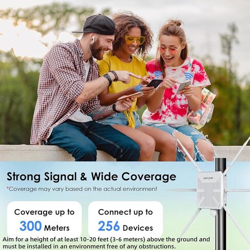 2025 AX3000 Outdoor WiFi 6 Extender, WAVLINK Long-Range WiFi Repeater/Access Point with Dual Band/PoE/IP67 Waterproof/6 x 7dBi Antennas, Supports Up to 256 Devices for Garage, Yard, RV,Farm in Kuwait