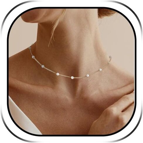 Pearl Choker Necklaces for Women Dainty Gold Layered Pearl Necklaces Handmade Pearl Jewelry Prom Pearl Necklace Pearl Dress Accessories Party Favors Gifts for Women Trendy Stuff Wedding Jewelry in Kuwait