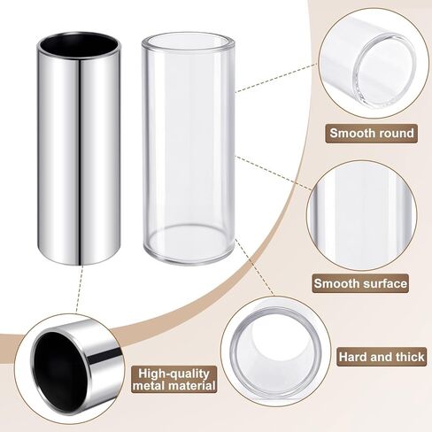 Topus 4 Pieces Medium Guitar Slide (3 Colors Steel Glides, 1 Pieces Glass Slide), Guitar Accessories Kit Include 10 Pieces Guitar Picks and 8 Pieces Plastic Thumb & Finger Picks in Storage Box in Kuwait