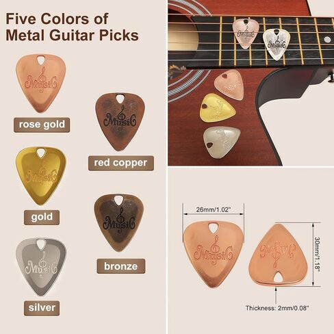Topus 4 Pieces Medium Guitar Slide (3 Colors Steel Glides, 1 Pieces Glass Slide), Guitar Accessories Kit Include 10 Pieces Guitar Picks and 8 Pieces Plastic Thumb & Finger Picks in Storage Box in Kuwait