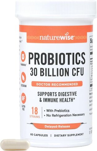 NatureWise Max Probiotics for Women & Men - 30 Billion CFU 18 Strains + Organic Prebiotics - For Gut & Digestive Health - Vegetarian, Delayed-Release Capsules, Gluten Free - 30 Capsules[30-Day Supply] in Saudi Arabia