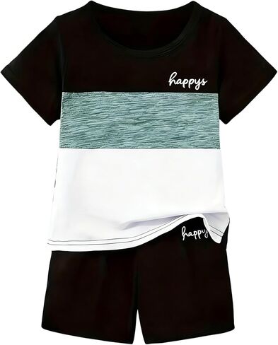 طفل طفل طفل ملابس ملون حرف الرسم البياني شورت 2pc مجموعة الصيف الزي in Kuwait