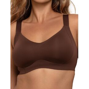 Womens Seamless Bra No Underwire Wireless Lace Scalloped Deep V Adjustable Straps Comfortable Everyday Bra in Kuwait