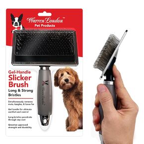 Warren London Gel-Handle Slicker Brush for Dogs | Long & Strong Pin Bristles | Doodle Brush Ideal for Thick & Long Fur | Comfortable Grooming Tool in Kuwait