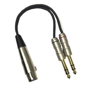 Studio Z XLR 6" Y Splitter Cable Gold Tips, 3 Pin Balanced XLR Female to Dual 1/4" Patch or Male to Dual 1/4" Y Cable Balanced Microphone Splitter Cord Audio Adaptor 6 Inch (6" Female to Dual 1/4") in Kuwait