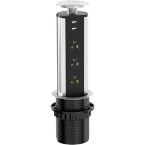 محطة شحن قطاع الطاقة القابلة للسحب من Kungfuking مع 3 قابس أمريكي ومنفذي USB لمكتب مؤتمرات جزيرة المطبخ، أسود in Kuwait