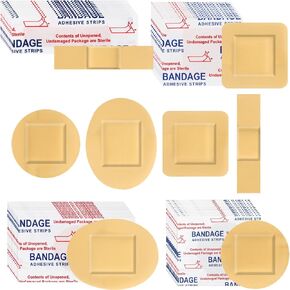 Geiserailie 200 Pcs Adhesive Small Spot Bandages Bulk Fabric Oval Flexible Adhesive Nose Face Bandages with Non Stick Pad Round Oval Square Strip for Skin Wound Care in Saudi Arabia