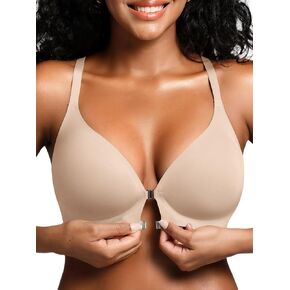 Front Closure Bras for Women with Metal Magnetic Snap, S-XL, Seamless and Wireless Racerback Bra, Comfortable Bralette in Saudi Arabia