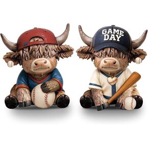 Wesiti 2 Pcs Lavender Highland Cow Figurines Spring Highland Cow Gnomes Scottish Resin Statue Calf Lavender Gifts for Summer Home Garden Kitchen Office Tiered Tray Table Decor in Kuwait