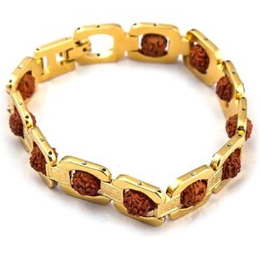LOVENSPIRE Rudraksha Bracelet for Men Women Gold Plated Designer Himalayan Bead Bracelet 5-mukhi Face Rudraksha Bead Golden Color Stylish Spiritual Jewelry for Positive Energy, Prosperity in Kuwait