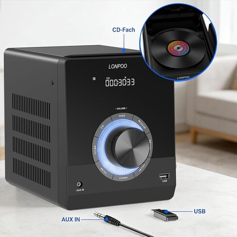 Home Bluetooth Stereo System -100W PartyBox System with CD Player, Bluetooth, FM Radio, USB/AUX Input, R/L Audio Output, Karaoke Function, Earphone Jack, LED Lights in Kuwait