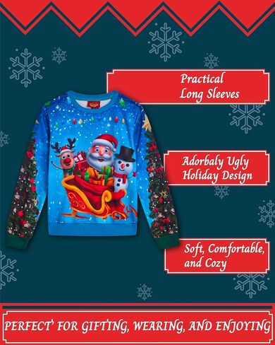 THREADCRAFT Boys Ugly Christmas Sweater - Warm Crewneck Pullover Christmas Sweaters for Boys in Kuwait