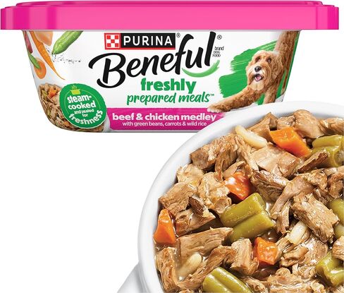 Purina Beneful High Protein, Wet Dog Food With Gravy, Prepared Meals Beef & Chicken Medley - (8) 10 oz. Tubs in Kuwait