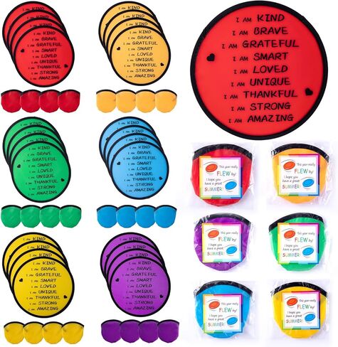 End of Year Student Gifts from Teacher Foldable Flying Disc Fans Set with Bags Beach Fun Folding Pocket Hand Fans,with Stickers for Summer Outdoor Activities Games Party Favor in Kuwait