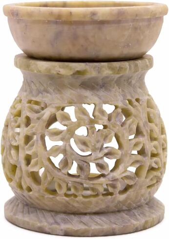 رخام الصابون شمعة رائحة الموقد | موزع الزيت | حامل ضوء الشاي | شمع الموقد- نحت الأزهار المصنوعة يدويًا للهدايا. ديكور المنزل ديكور ومكتب. in Kuwait