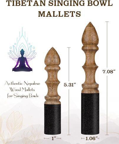 قطعتان من وعاء الغناء مطرقة 100% منحوتة يدويًا في نيبال التبتية الغناء وعاء خشبي مطرقة مهاجم وعاء الصوت ملحقات التأمل للتأمل واليوجا والاسترخاء وهدايا الشفاء in Kuwait