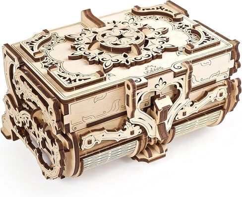 UGEARS 3D Wooden Puzzles Box - 3D Puzzle Antique Wooden Box Wooden Model Kits for Adults and Teens - Laser-Cut Mechanical Model Construction Kit - Ideal Birthday in Kuwait