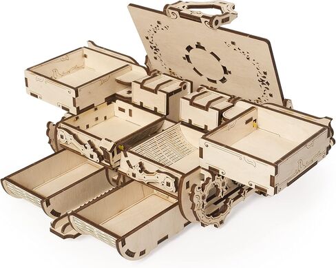 UGEARS 3D Wooden Puzzles Box - 3D Puzzle Antique Wooden Box Wooden Model Kits for Adults and Teens - Laser-Cut Mechanical Model Construction Kit - Ideal Birthday in Kuwait