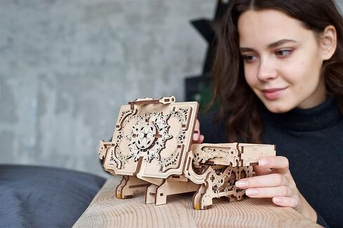 UGEARS 3D Wooden Puzzles Box - 3D Puzzle Antique Wooden Box Wooden Model Kits for Adults and Teens - Laser-Cut Mechanical Model Construction Kit - Ideal Birthday in Kuwait