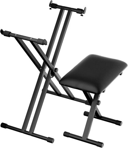 tipatyard Keyboard Stands and Bench Set,Double-X Keyboard Stand Adjustable & Portable Digital Piano Stand with Locking Straps in Saudi Arabia