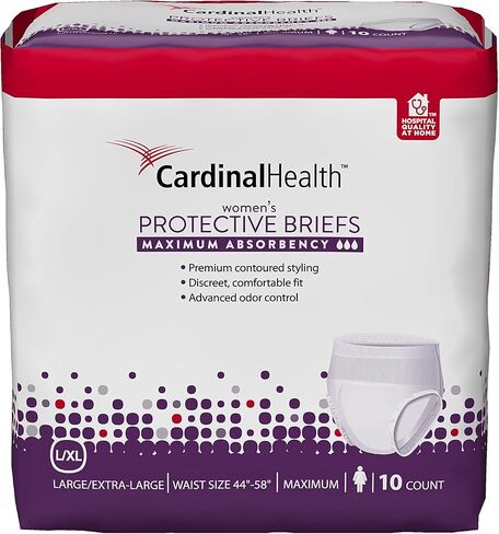 Cardinal Health™ Women's Protective Underwear, Sure Care™ Super, Maximum Absorbency, White, Large, Pack of 18 in Kuwait