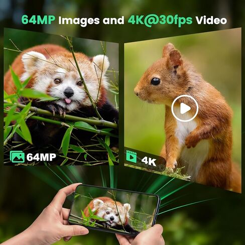 MAXDONE Solar Trail Camera WiFi Bluetooth, 48MP 30fps Game Camera Built-in 5200mAh Rechargeable Battery with Motion Activated 0.1s Trigger Speed Trail Cam IP66 with 32GB TF Card in Kuwait