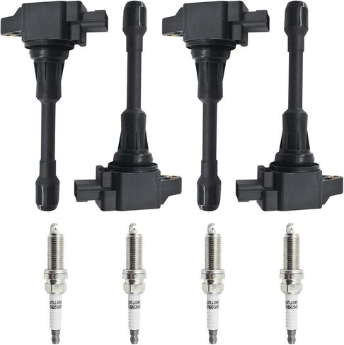 حزم ملف الإشعال و Iridium Spark Plug UF550 و C1406 متوافقة مع Nissan Infiniti Maxima Murano Pathfinder Quest Altima Q50 QX60 FX35 370Z Q70 G37 QX50 in Kuwait
