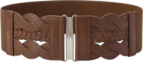 BlackButterfly 3 Inch Wide Waspie Elastic Vintage Braided Buckle Waist Belt in Saudi Arabia