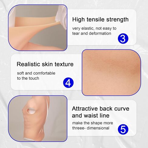 silicone muscle suit Realistic Male chest plate fake abs Simulation skin suit For Cosplay Transgender（light version） in Saudi Arabia
