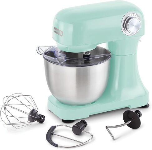 DASH Tilt-Head 3.5qt Stand Mixer 12 Speeds with Paddle, Dough Hook, and Whisk Attaachments- Aqua in Kuwait