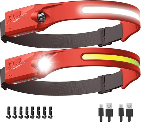 مصباح أمامي قابل لإعادة الشحن، مصباح أمامي LED مقاوم للماء للبالغين، عصابة رأس خفيفة للجبهة 230 درجة، مستشعر حركة، شريط مصباح رأس USB، 350 لومن فائق السطوع، 5 أوضاع، مريح للجري وصيد الأسماك والمشي لمسافات طويلة in Kuwait