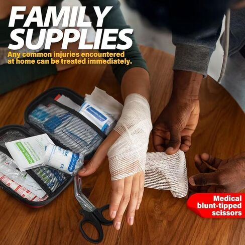 طقم الإسعافات الأولية، طقم إسعافات أولية صغير مكون من 120 قطعة، طقم إسعافات أولية للمنزل، طقم طبي للطوارئ مقاوم للماء، طقم إسعافات أولية صغير محمول للسيارة والسفر والمكتب والتخييم والرياضة والمشي لمسافات طويلة (أحمر) in Kuwait