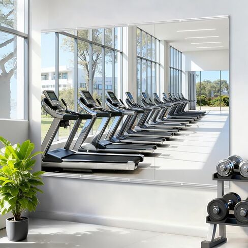 Amorho Home Gym Mirror ، 48''x24 '' (لكل منها) -3pcs الزجاج المقسى للجدار ، مرآة الجسم الكاملة لاستوديوهات اليوغا ، غرف الرقص ، صالات رياضية الجراج. in Kuwait
