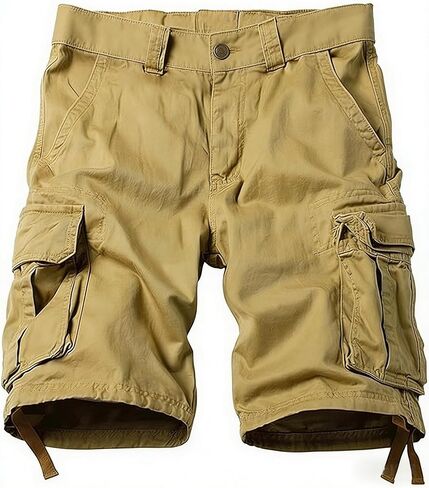 Men's Cargo Shorts Fit Camo Shorts Outdoor Work Relaxed Casual Hiking Tactical Cotton Shorts Knee Length NO Belt in Saudi Arabia