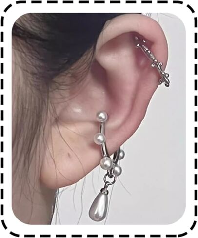 Dainty Ear Cuffs Earrings Non Pierced Sparkling Rhinestones Cartilage Climber Ear Wrap Earrings Clip on Earrings Minimalist Cuff Fake Earrings Trendy Jewelry for Women in Kuwait