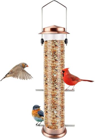 وحدة تغذية الطيور من MIXXIDEA Finch، وحدة تغذية بذور الشوك المعدنية المعلقة مع 8 منافذ تغذية، وحدة تغذية بذور Nyger، وحدة تغذية Goldfinch للحديقة الخارجية النحاسية in Kuwait