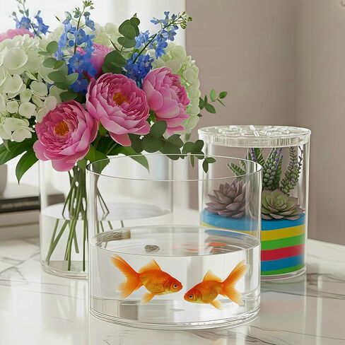 Acrylic Cylinder Plastic Vase for Centerpiece, Unbreakable Hurricane Tall Large Plastic Vases for Proposals Wedding, Hydroponic Decor Base Set of 2 with DIY Stickers (D 4" + D 4.8" X H 15.8" Clear) in Kuwait