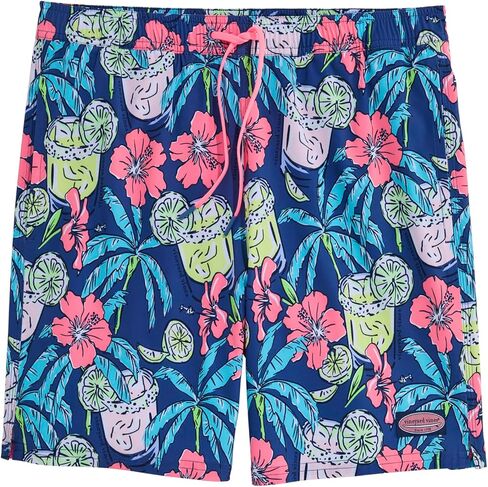 vineyard vines Men's 7 Inch Printed Chappy Swim Trunks, Lghthse Red/Td Blue in Saudi Arabia