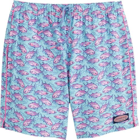 vineyard vines Men's 7 Inch Printed Chappy Swim Trunks, Lghthse Red/Td Blue in Saudi Arabia